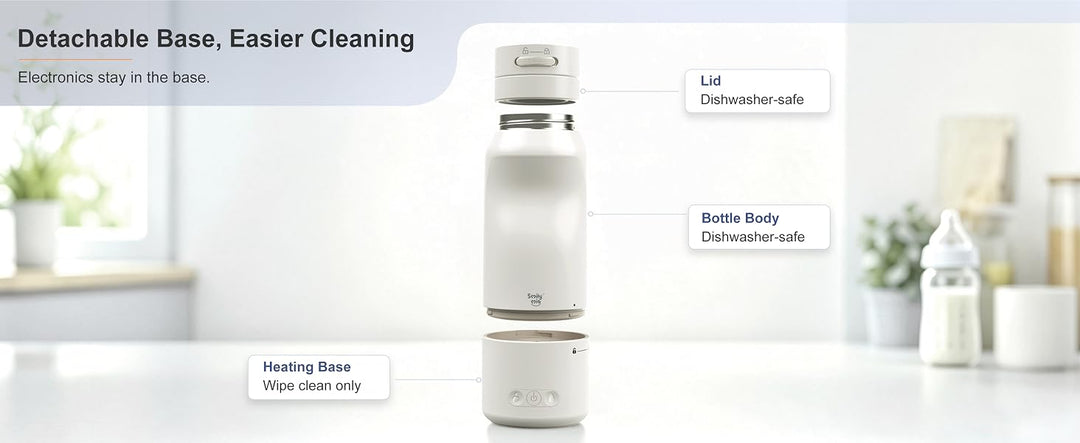 Smily Mia Portable Baby Bottle Warmer Set | Fast Warm Breastmilk Formula & Water | Wireless Rechargeable | 4 Heat Settings | Smart Sensor Technology | Built-In Sterilizer | Home & Travel
