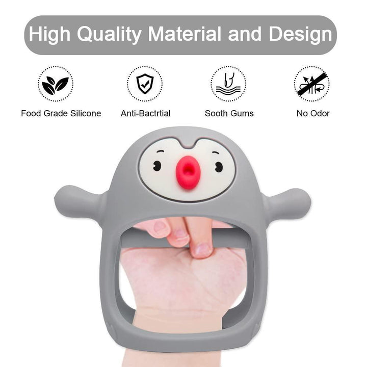 Smily Mia 2pack Penguin Teether for Babies 0-6Months, Silicone Teething Mittens