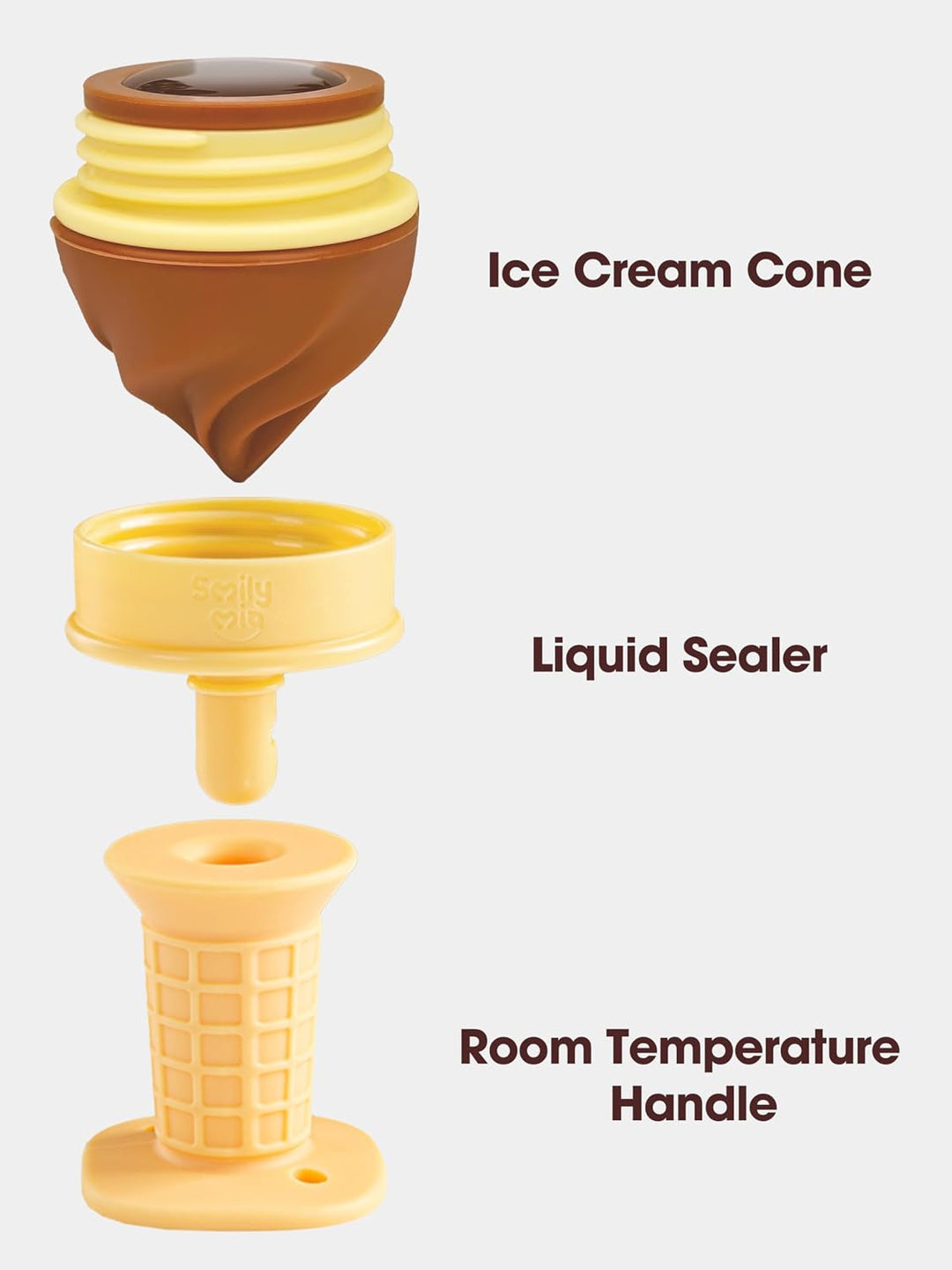 Smily Mia Baby Fruit Food Feeder & Freezer Teether Combo, Icy Bite Ice Cream Teether for Baby Cooling Relief, BPA Free Silicone Feeder for Safe Infant Self Feeding, 3 Month+