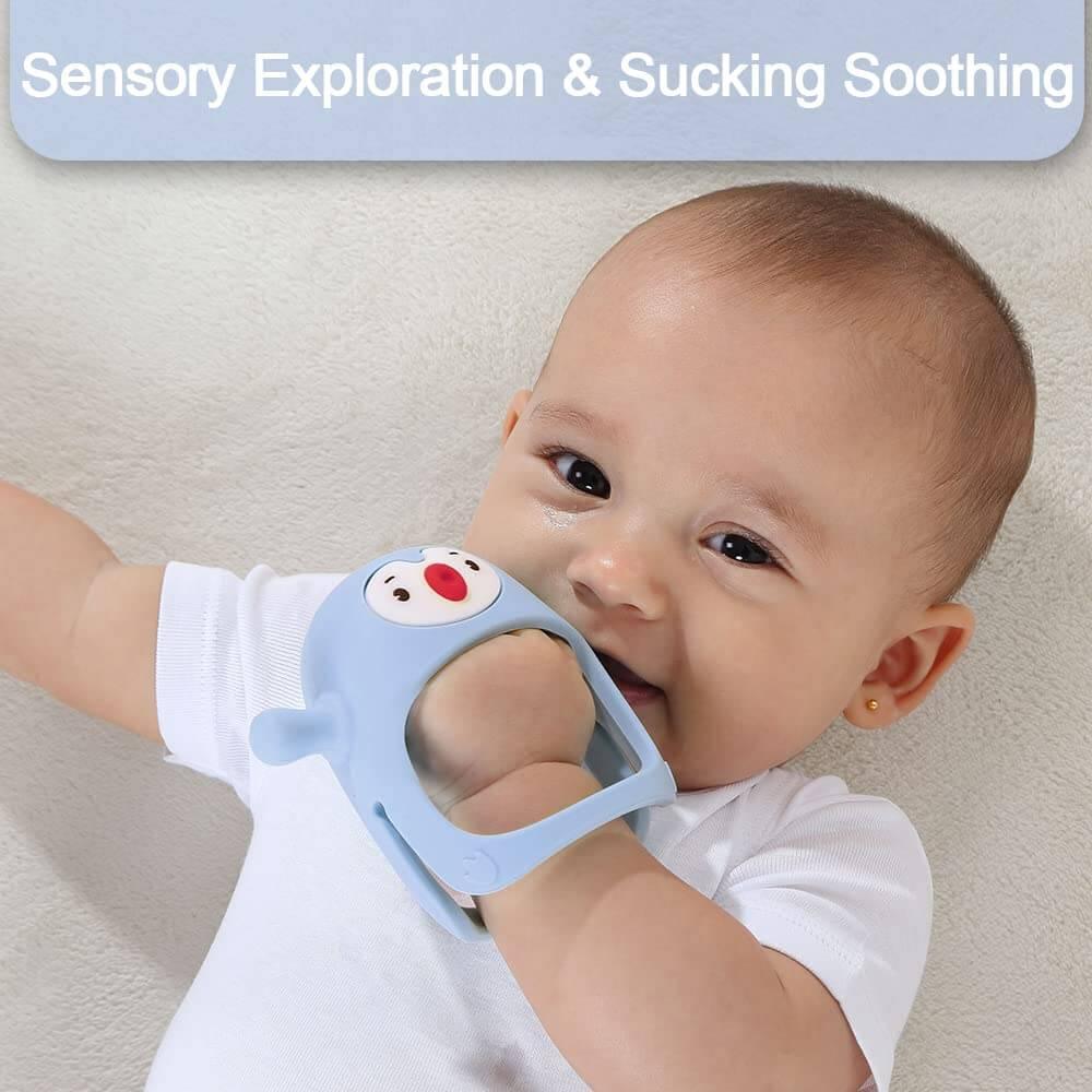 Smily Mia 2pack Penguin Teether for Babies 0-6Months, Silicone Teething Mittens - Smily Mia 