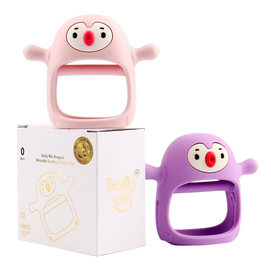 Penguin Teether Silicone Teether&Toys for Pain Relief 2Packs Smily Mia Penguin Teether Silicone Teether&Toys for Pain Relief 2Packs Smily Mia