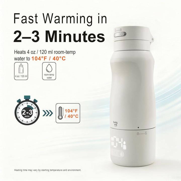Smily Mia Portable Baby Bottle Warmer Set | Fast Warm Breastmilk Formula & Water | Wireless Rechargeable | 4 Heat Settings | Smart Sensor Technology | Built-In Sterilizer | Home & Travel