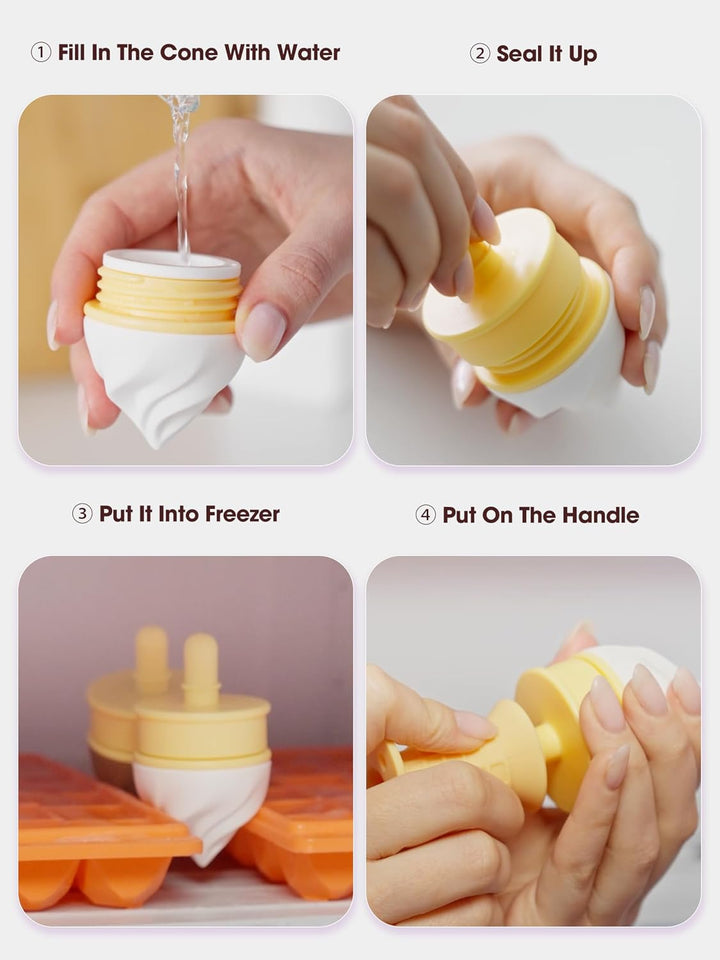 Smily Mia Baby Fruit Food Feeder & Freezer Teether Combo, Icy Bite Ice Cream Teether for Baby Cooling Relief, BPA Free Silicone Feeder for Safe Infant Self Feeding, 3 Month+