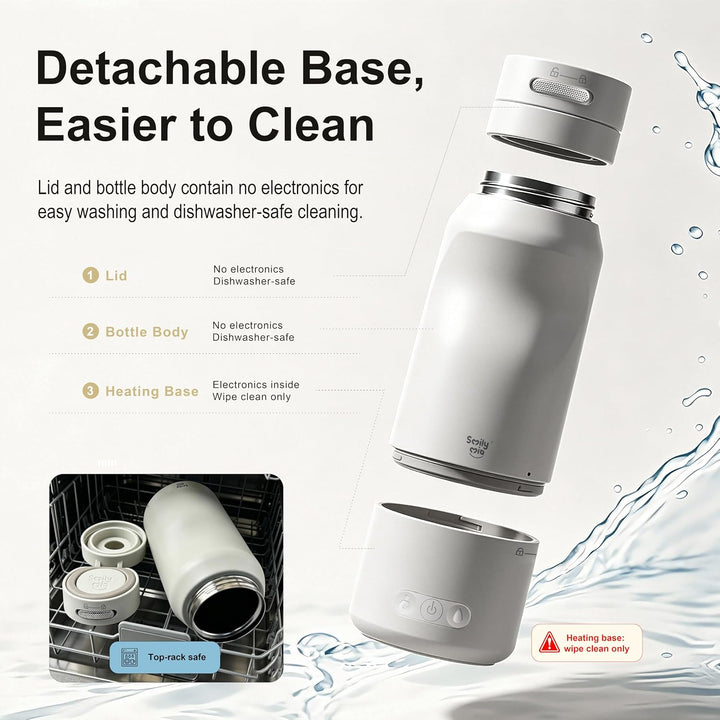 Smily Mia Portable Baby Bottle Warmer Set | Fast Warm Breastmilk Formula & Water | Wireless Rechargeable | 4 Heat Settings | Smart Sensor Technology | Built-In Sterilizer | Home & Travel