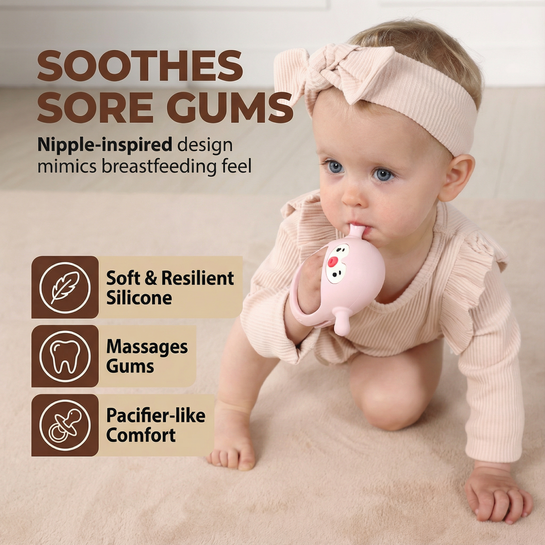 Penguin Buddy Teething Mitten | BPA-Free Food-Grade Silicone Teether for Pain Relief & Oral Development