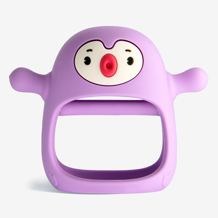 Penguin Buddy Teething Mitten | BPA-Free Food-Grade Silicone Teether for Pain Relief & Oral Development - Smily Mia M12030-1-blue-M12030-11-pink-M12030-8-purple-M12030-3-grey-M12030-12-green-M12030-13-red-M12030-15-yellow