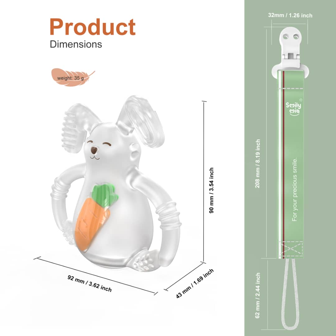 Smily Mia Baby Teething Toys |Sunny Bunny Easter Teether for3-6Months, Chew Toys |Baby Montessori Sensory Toys for 4,5,6Months, Teethers for Teething Relief, Easter Basket Stuffers & Essentials(White)