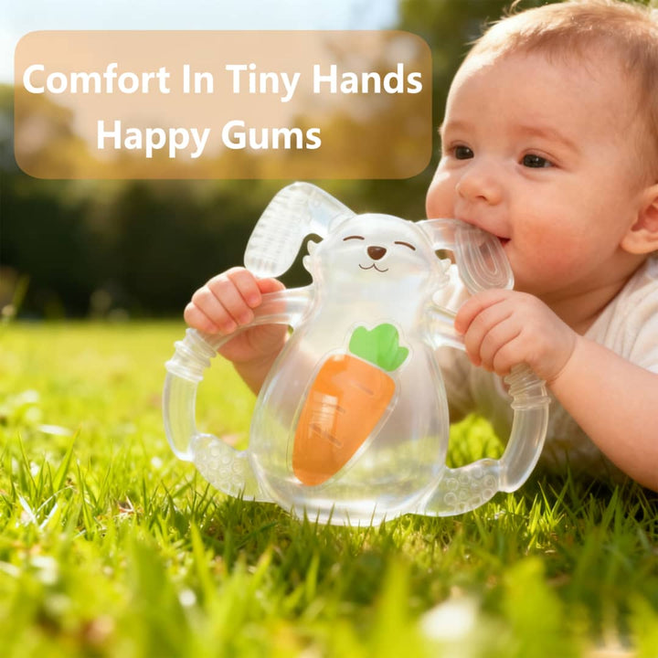 Smily Mia Baby Teething Toys |Sunny Bunny Easter Teether for3-6Months, Chew Toys |Baby Montessori Sensory Toys for 4,5,6Months, Teethers for Teething Relief, Easter Basket Stuffers & Essentials(White)