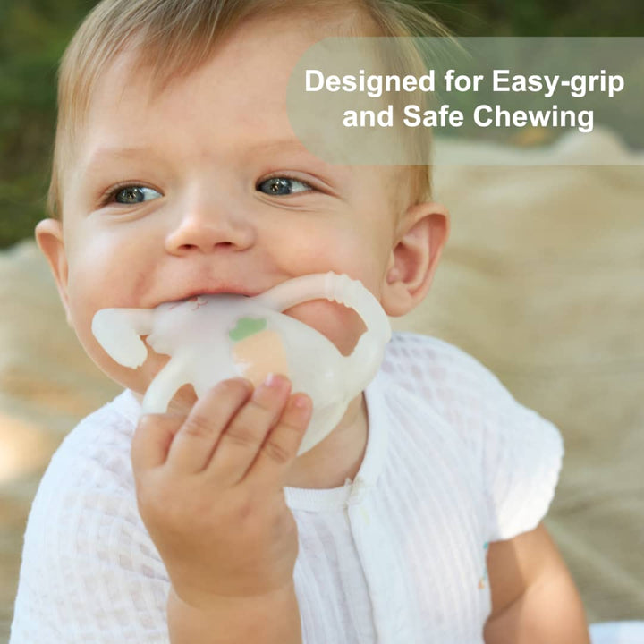 Smily Mia Baby Teething Toys |Sunny Bunny Easter Teether for3-6Months, Chew Toys |Baby Montessori Sensory Toys for 4,5,6Months, Teethers for Teething Relief, Easter Basket Stuffers & Essentials(White)