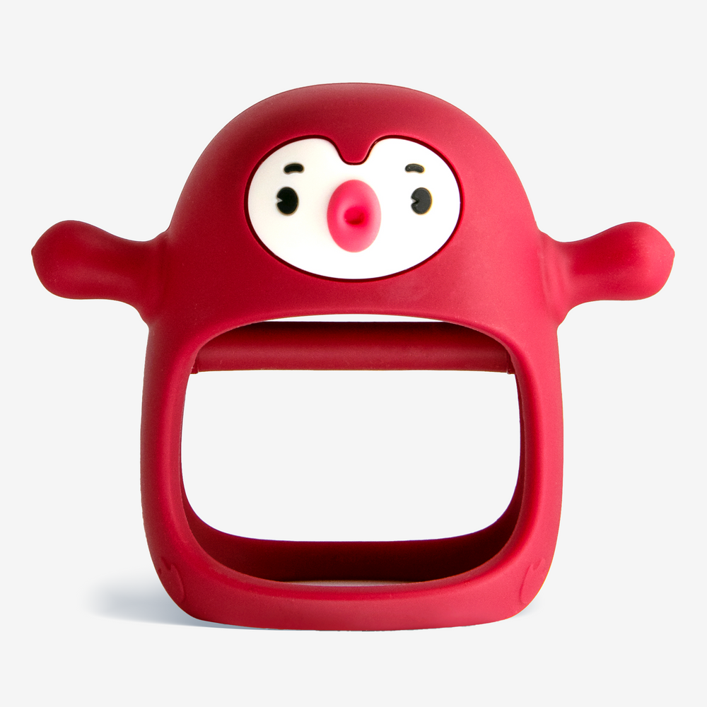 Penguin Buddy Teething Mitten | BPA-Free Food-Grade Silicone Teether for Pain Relief & Oral Development - Smily Mia M12030-1-blue-M12030-11-pink-M12030-8-purple-M12030-3-grey-M12030-12-green-M12030-13-red-M12030-15-yellow