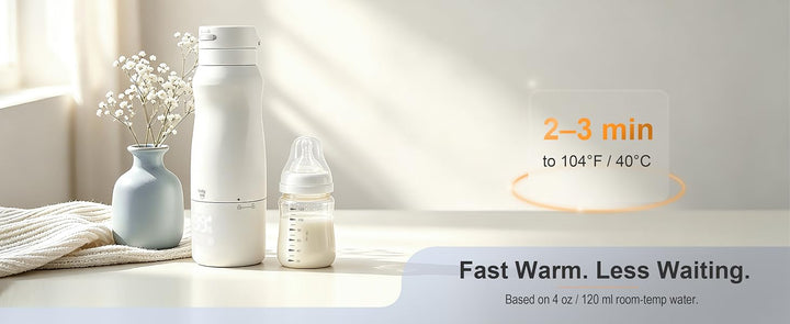 Smily Mia Portable Baby Bottle Warmer Set | Fast Warm Breastmilk Formula & Water | Wireless Rechargeable | 4 Heat Settings | Smart Sensor Technology | Built-In Sterilizer | Home & Travel