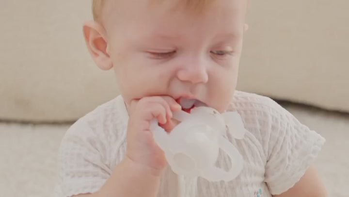 Smily Mia Baby Teething Toys |Sunny Bunny Easter Teether for3-6Months, Chew Toys |Baby Montessori Sensory Toys for 4,5,6Months, Teethers for Teething Relief, Easter Basket Stuffers & Essentials(White)