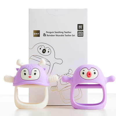 Penguin Buddy and Reindeer 2 in 1 Set for All Teething Needs